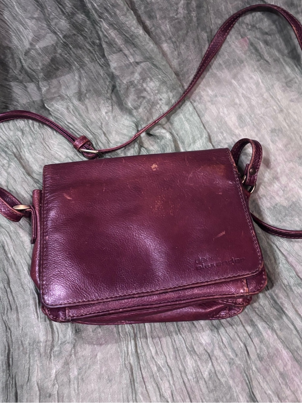 Compact Leather Crossbody in Burgundy